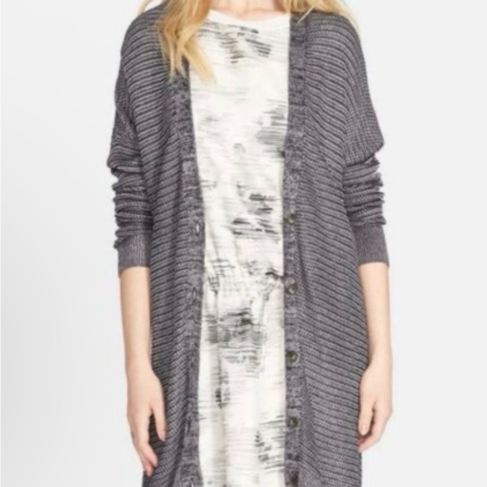 Vince Charcoal Knit Cardigan Sweater Sz M B124